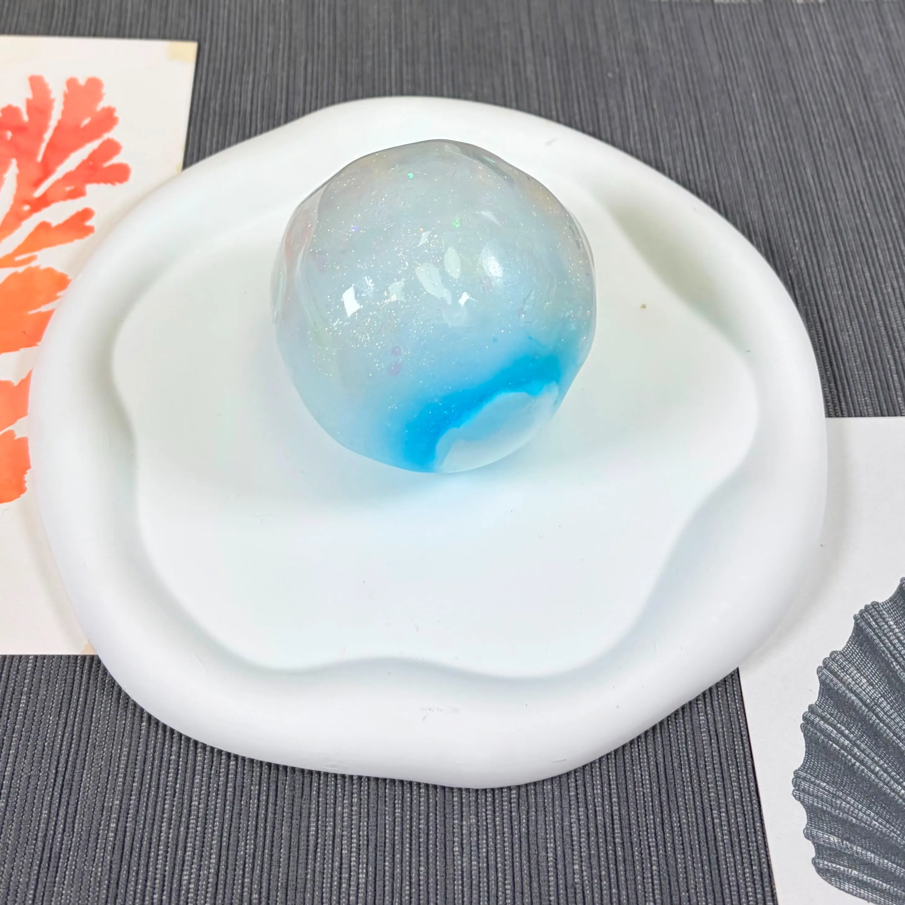Handmade Bagged Cracking Ice-Boba Squeeze Ball Fidget Toy - Sensory Pressure Ball, Crunchy Squishies, Ages 12+/12 Years Above, Lightweight Desk Tool for Focus Boost, On-the-Go Decompression