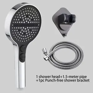 3-Piece Set 3-Gear Pressure Boost Handheld Shower Head with Filter, Water-Saving Anti-Calcium Design, Essential Home Bathroom Accessory Shower Kit