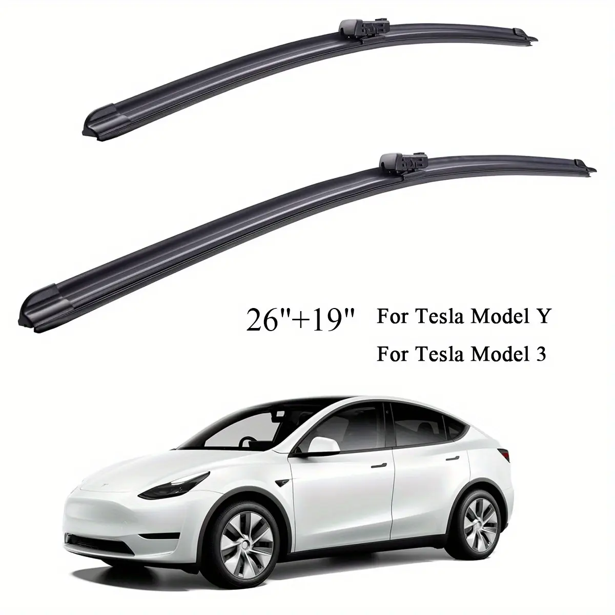 tesla model 3 accessories tesla model y accessories windshield wiper blades 26"+19" Front Windshield Wiper Blade Set for Tesla Model 3 2017-2025 & Model Y 2020-2025 - Stops Streak Smudges, Erases Blurry Rain Vision, No High-Speed Chatter