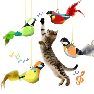 Hanging Bird Cat Toy with Sound and Catnip, Realistic Chirping Teaser Toy for Indoor Cats, Durable Safe Material, Keeps Cats Active, Engaged and Entertained at Home