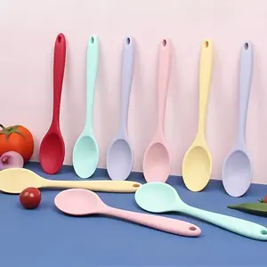 Four-Piece Silicone Spoon Set, Heat-Resistant Non-Stick Kitchen Spoons, 8 Inch (20.5 Cm) Mixing Spoon Tool, Ideal for Baking, Cooking, Serving