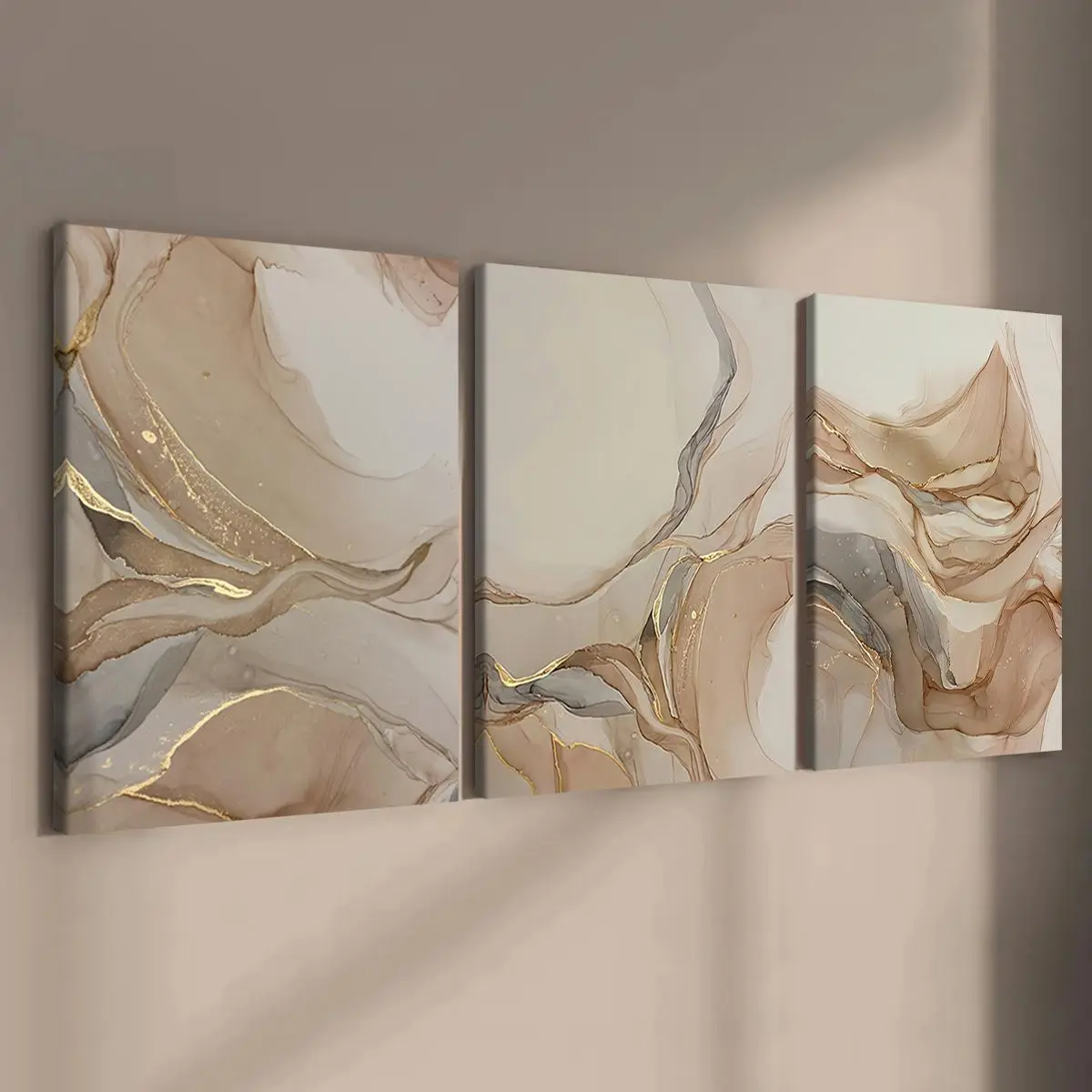 Abstract Marble Pattern Wooden Framed Canvas Painting, 3 Counts Modern Artistic Wall Art, Wall Decor for Home Living Room Bedroom Office, Artistic Indoor Decoration, Decoration Items