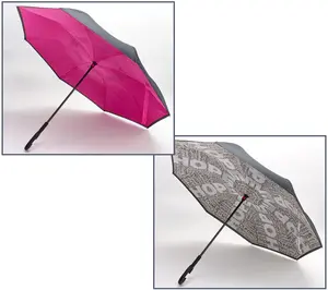 Revers-A-Brella Set of 2 Long Inverted Rain Umbrellas Revers-A-Brella Set of 2 Long Inverted Rain Umbrellas