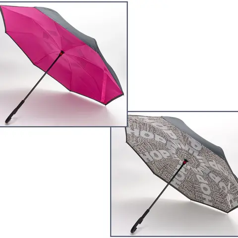 Revers-A-Brella Set of 2 Long Inverted Rain Umbrellas