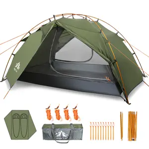 Night Cat 2-Person Backpacking Tent, 7'x4.4', 1-2 Min Setup with Lightweight Aluminium Poles & Double-Layer Waterproof Design, for Hiking, Camping, Bikepacking, Motocamping & Wilderness Expeditions