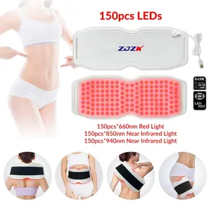 ZJZK Adjustable Silicone Red Light Therapy Pad, 150 LEDs for Relaxing Muscles and Enhancing Joint Comfort Relief Device  ,Infrared Therapy Light,Heating Pad,Heating Therapy,Heat Wrap,Back Brace,Led Light Therapy,Pad Relief,Waist Belt