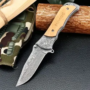 New Mini Folding Knife 339, 5cr13mov Blade, 420 Steel, Olive Wood Handle, Camping Outdoor Tool, Fishing Jungle Survival Kit, Survival Tools