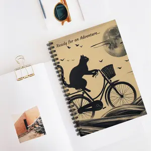 Mystical Black Cat Spiral Notebook - Black Cat Lover's Dream Journal - Cute & Enchanting Cat-Themed Notebook - Black cat Diary Stationery