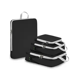 Durable Compression Packing Cubes Set, Expandable Packing Organizers 4pcs , Black