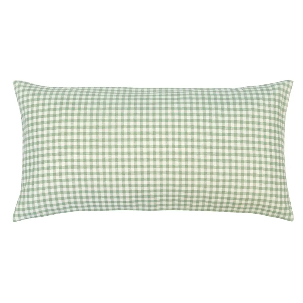 The Green Gingham Throw Pillow