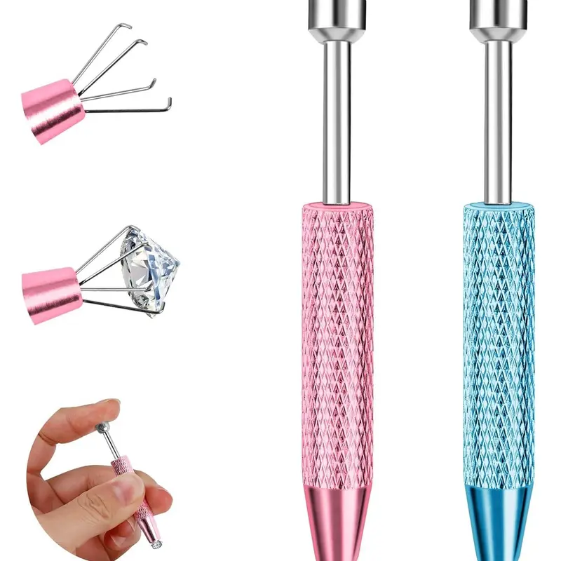 2Pcs Piercing Ball Grabber Tool for Changing Jewelry, Earring Changer, Stianless Steel Flat Back Design Earring Applicator Internally Threaded Push Pin Piercing Grabber Tool, Anti Slip 4 Claw Gem Ball Grabber Tool, Stainless Steel Push Pin, Body Jewelry