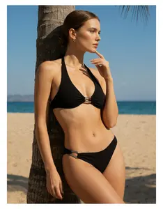 Halter Bikini Two Piece Swimsuit High Cut Bathing Suit for Women Adjustable Tie Back Halter Top Retro Vintage Swimwear Summer Beach Pool