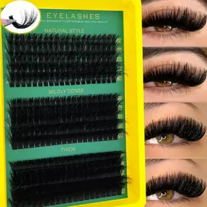 Eyelash Extension Kit 60D, 80D, 100D Thick False Eyelashes, Fluffy Eyelash Clusters with Mixed Length, Featuring D Curl Cat-Eye Style for a Fluffy And Dramatic Look Suitable for Beginners And Come in Lengths Ranging from 10 to 18Mm in a Mixed Pack