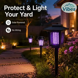 Solar Mosquito Zapper with UV Attraction – Round & Square Weather-Resistant Garden Stake Light for Effective Outdoor Pest Control
