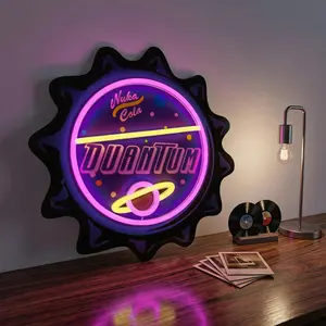 Fall0ut NukaCola Quantum Neon Sign, USB Powered Beer Bottle Cap LED Neon Light, Cool Pink & Lemon Yellow Neon Light for Gamers Desk, Cyberpunk Sci-Fi Bar Bedroom Man Cave Wall Art Gift