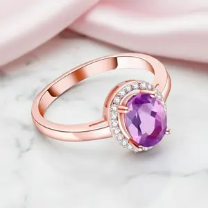 Oval Cut Purple Amethyst Ring