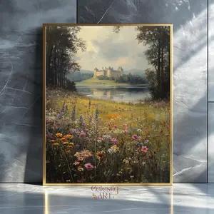 Unframed, Room Decor, Cottagecore English Countryside Decor, Pemberley Manor Pride And Prejudice Art Print, Jane Austen Wall Art, Romantic Vintage Print