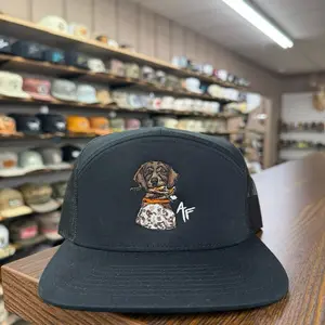 Pointer With Quail 7 Panel Hat - Black