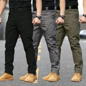 Men's Tactical Cargo Pants with Multi-Pockets, Durable Work Trousers for Construction and Hiking, Reinforced Knees Utility Pants with Adjustable Waistband, Rugged Casual Wear for Men, Outdoor Combat Pants