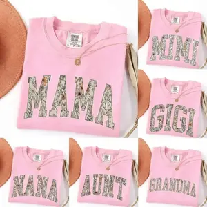 Comfort Colors Custom Mama Floral T-Shirt - Blossom Color, Personalized Grandparent Gift, Floral Grandma, Mama, Nana, Aunt, Mimi, Gigi, Mamaw, Gammie Shirt- DarkFlex