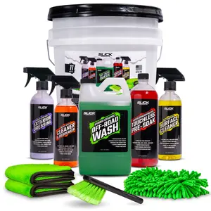 Slick Products Off-Road Wash & Detail Kit – 11-Piece Vehicle Cleaning & Detailing Set for Dirt Bikes, ATVs, UTVs & Trucks – Includes Wash, Degreaser, Brush & Microfiber Towels