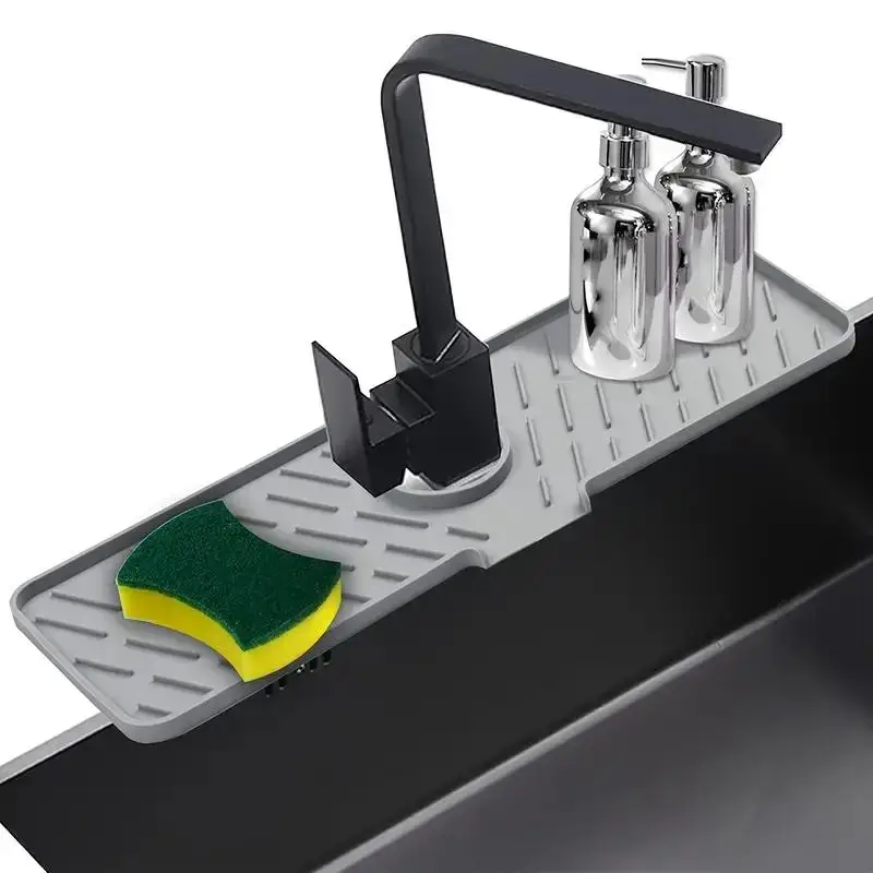 Silicone Faucet Mat, 1 Count Waterproof Non-slip Faucet Water Drip Catcher, Splash-proof Mat, Kitchen Sink Accessories, Summer Gift, Kitchen Accessori