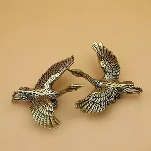 Elegant Brass Flying Crane Figurine - Vintage Style Desktop Decor, Office Art Piece, Tea Pet Accessory