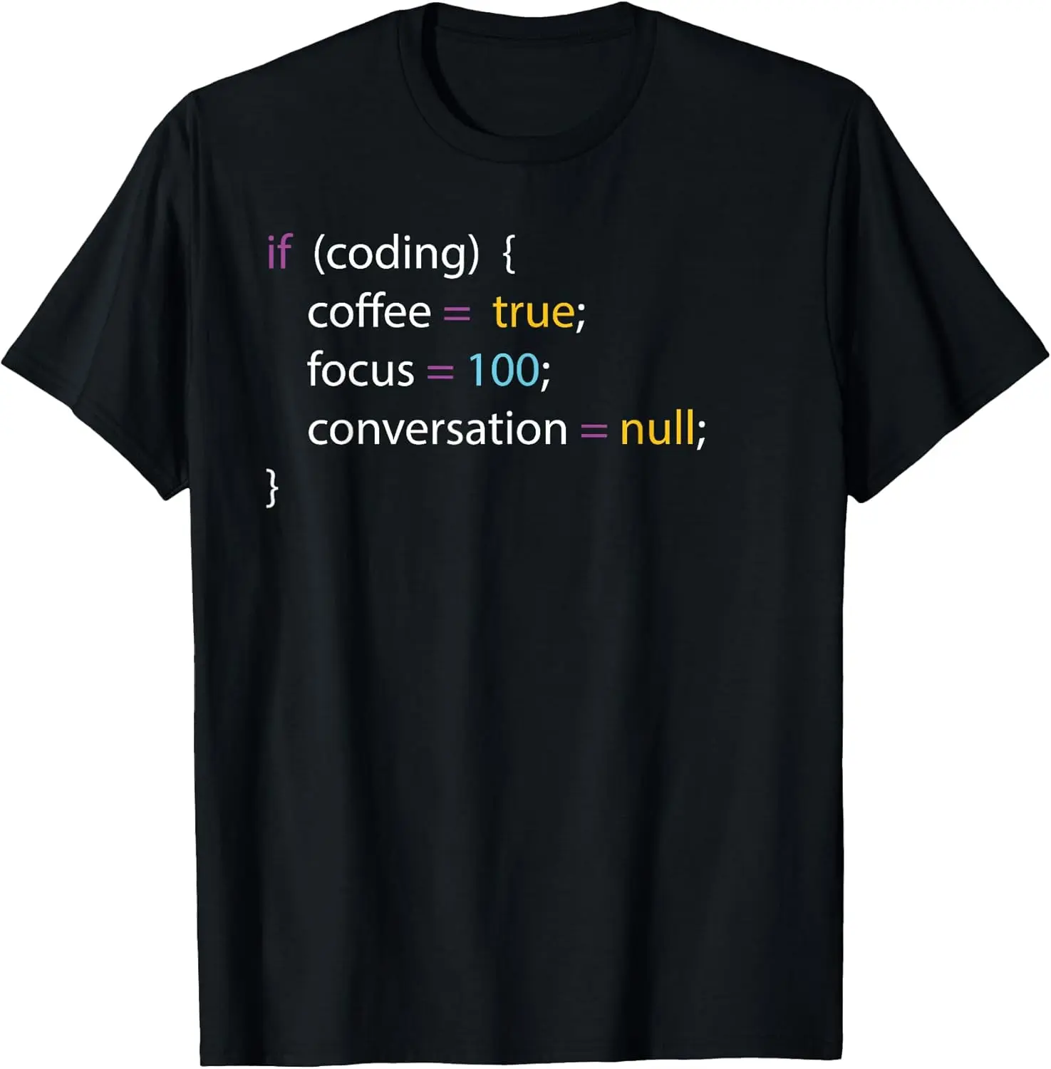 100% Cotton Unisex Funny Joke Programming If Coding Coffee Focus For Men Women T-Shirt