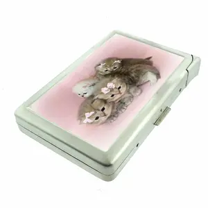 Kittens in Bows Metal Case Wallet with Built in lighter