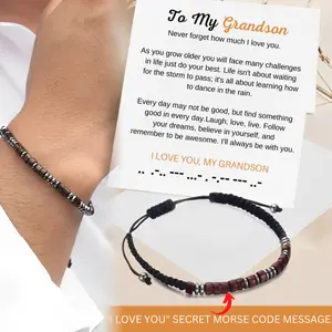 Saluvu Morse Code Bracelet, I Love You Morse Code Bracelet For Grandson