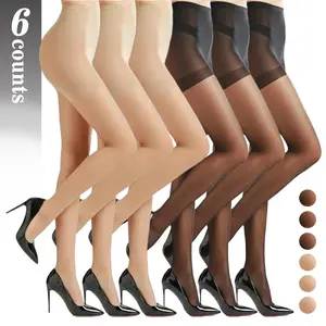 TCVC 6 Pairs Women's 20D Sheer Silky Pantyhose Run Resistant Nylon Tights High Waist Stockings with Control Top TikTokShopBlackFriday Womenswear