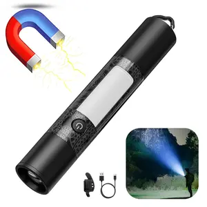 GZXIHTZ USB Rechargeable Emergency Flashlight, 1000 Lumens Zoomable LED Torch with Magnetic Base, Car Safety Tool with Window Breaker & Seat Belt Cutter, Waterproof for Night Riding & Outdoor Use