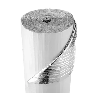 VEVOR Reflective Insulation Roll, Double-Layer Air Bubble Radiant Barrier, 6mm 48 in x 100 ft, Aluminum Foil White PE Film Heat Reflective Shield, Thermal Insulation Roll for Garage Door Window RV Roofs