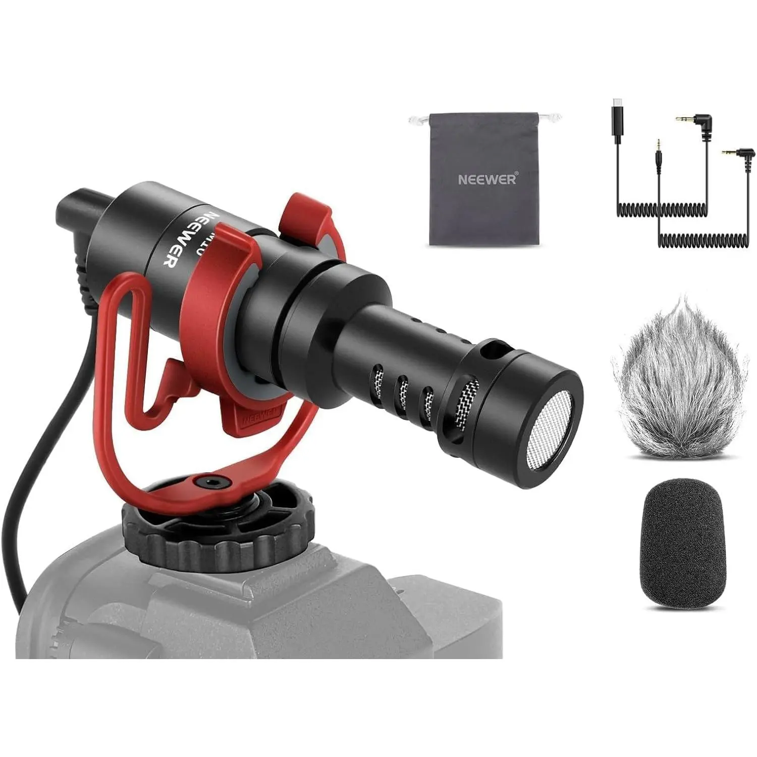 Plug & Play Vlog Microphone for Camera, 20-20KHz Mini Supercardioid Mic Compatible with Sony Canon Nikon iPhone Samsung Android Tablet Mac with 3.5mm TRS USB C OTG Shock Mount Windscreen, VM10Gift.