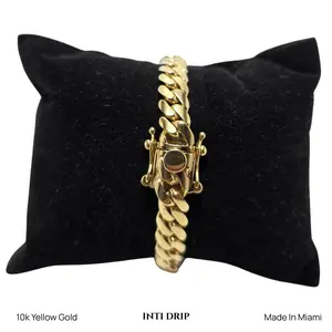 INTI DRIP 10k Solid Gold Miami Cuban Bracelet 8.5MM 8" 39.8 G Classic Cuban Design Secure Clasp Polished Finish Versatile Jewelry