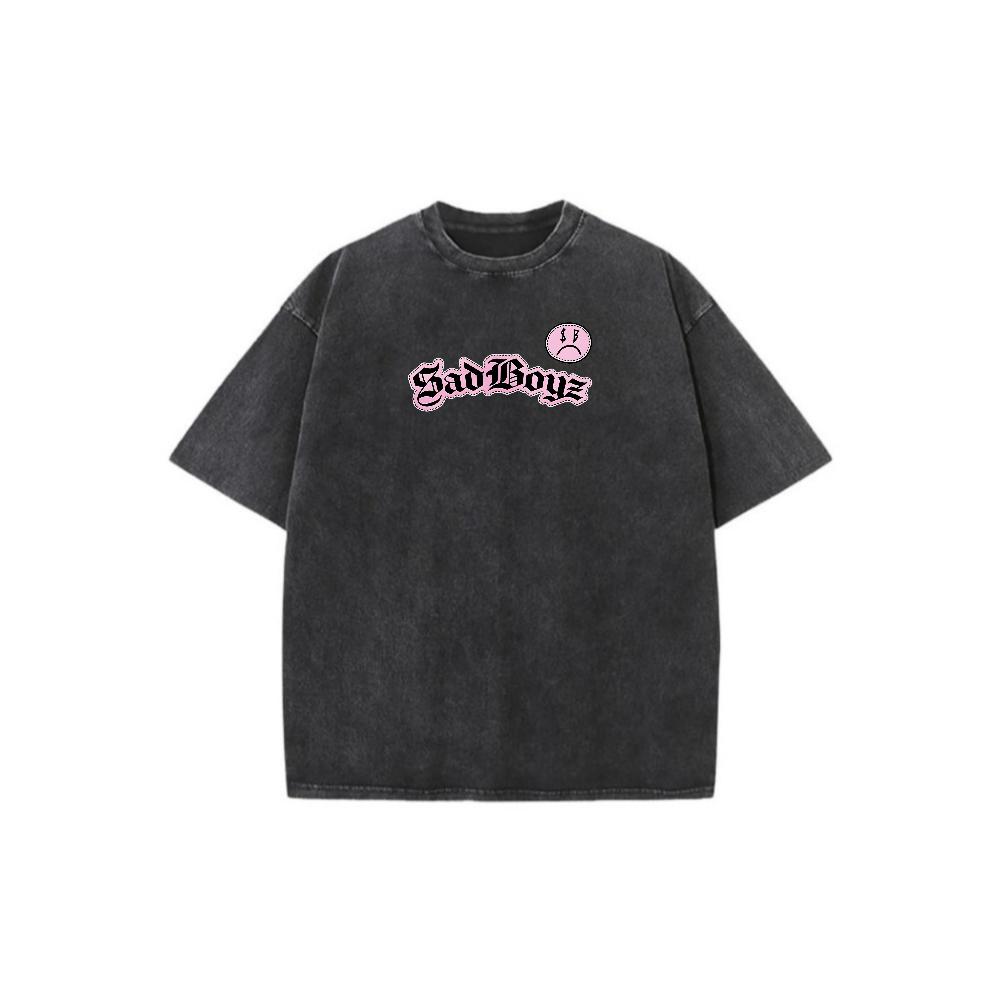 SadBoyz Vintage Washed T-Shirt Double Sided Pink Angel Graphic Latin Streetwear Tee