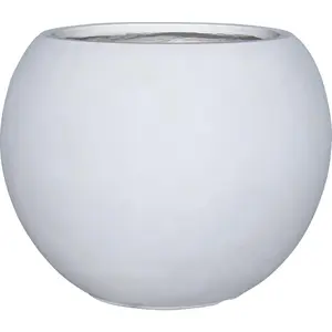 13.5 H x 17" Dia (12" Pot Opening) Round Fiberstone Planter with Drainage Hole, White, Indoor/Outdoor Large  Pot for  Patio Garden, Ideal for Large