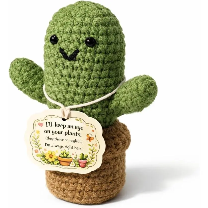 Gardening Gifts for Women,  Lovers Gifts, Emotional Support Crochet Cactus, Funny  for Gardener,   Gifts, Cute  Crochet  Decor for Desk Office