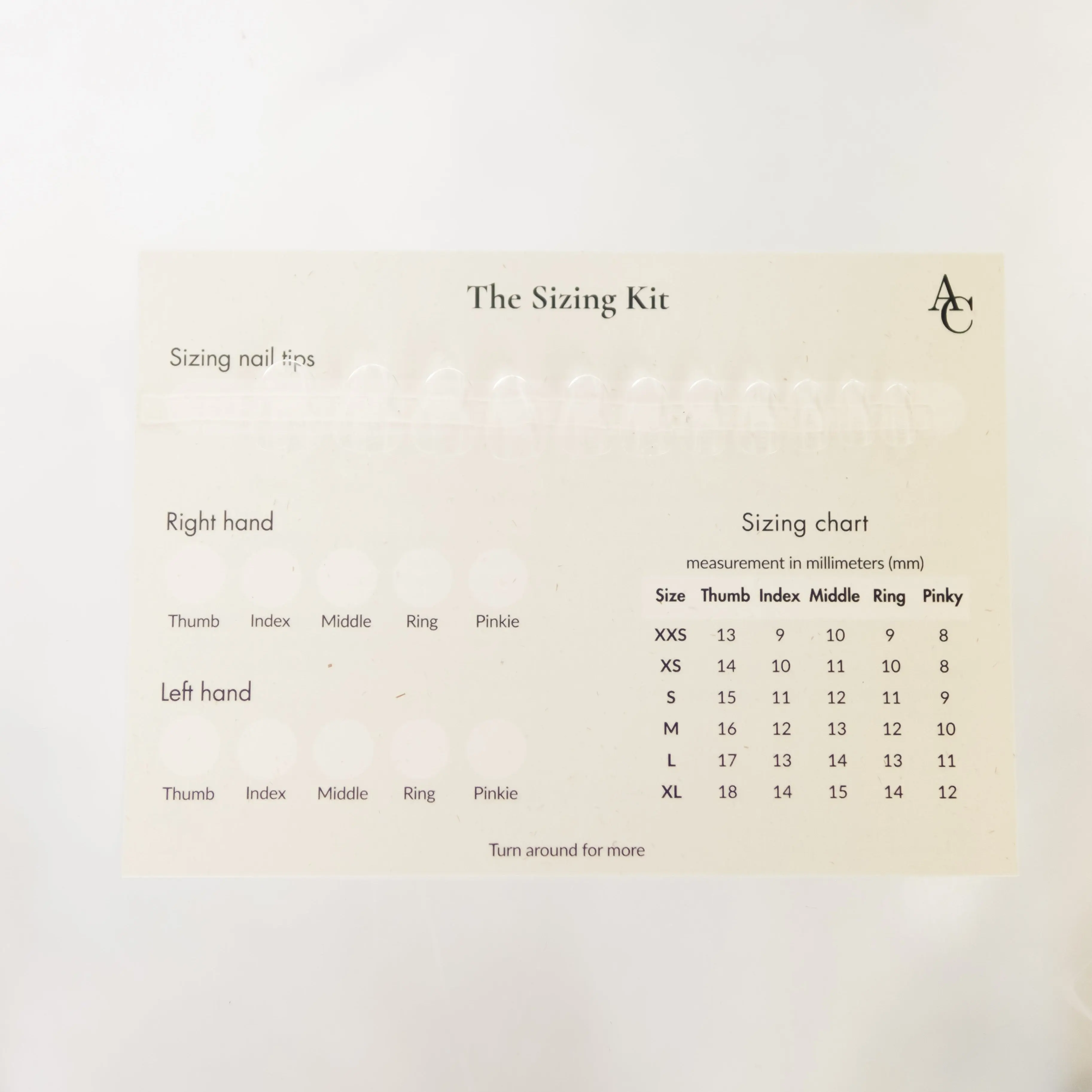 Sizing kit Sizing kit