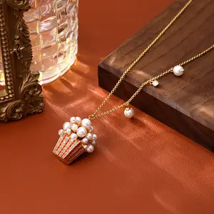 A fashionable and versatile popcorn pendant necklace with a sweet design