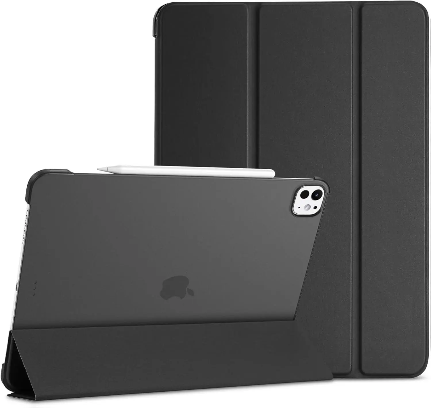 TechGuard Case for iPad Pro 13 Inch M4 2024, Ultra Slim Hard Shell with Auto Wake/Sleep, Supports Touch ID, Magnetic Stylus Stand, Black