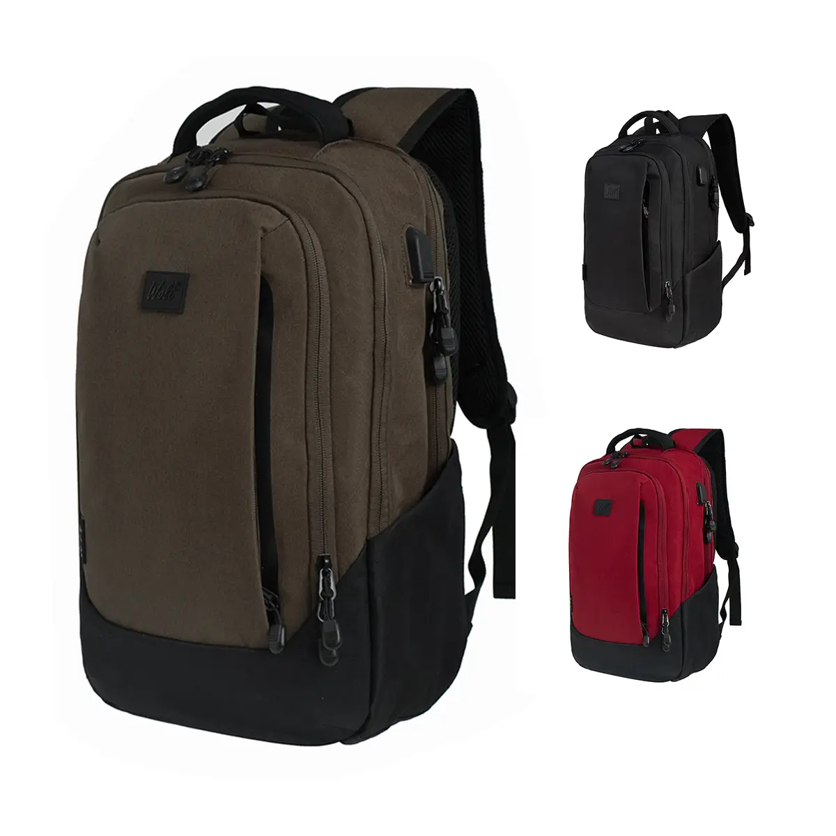 Wolt Travel Laptop Backpack, Airplane Approved Carry on Business Bag with USB Charger Port, Durable Black Computer Backpack