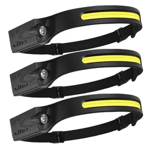 Rechargeable 230° Wide LED Headlamp Set of 3, Featuring A Motion-Sensor, Silicone Headband Flashlight, Portable Headlamp For Fishing, Hiking, Camping