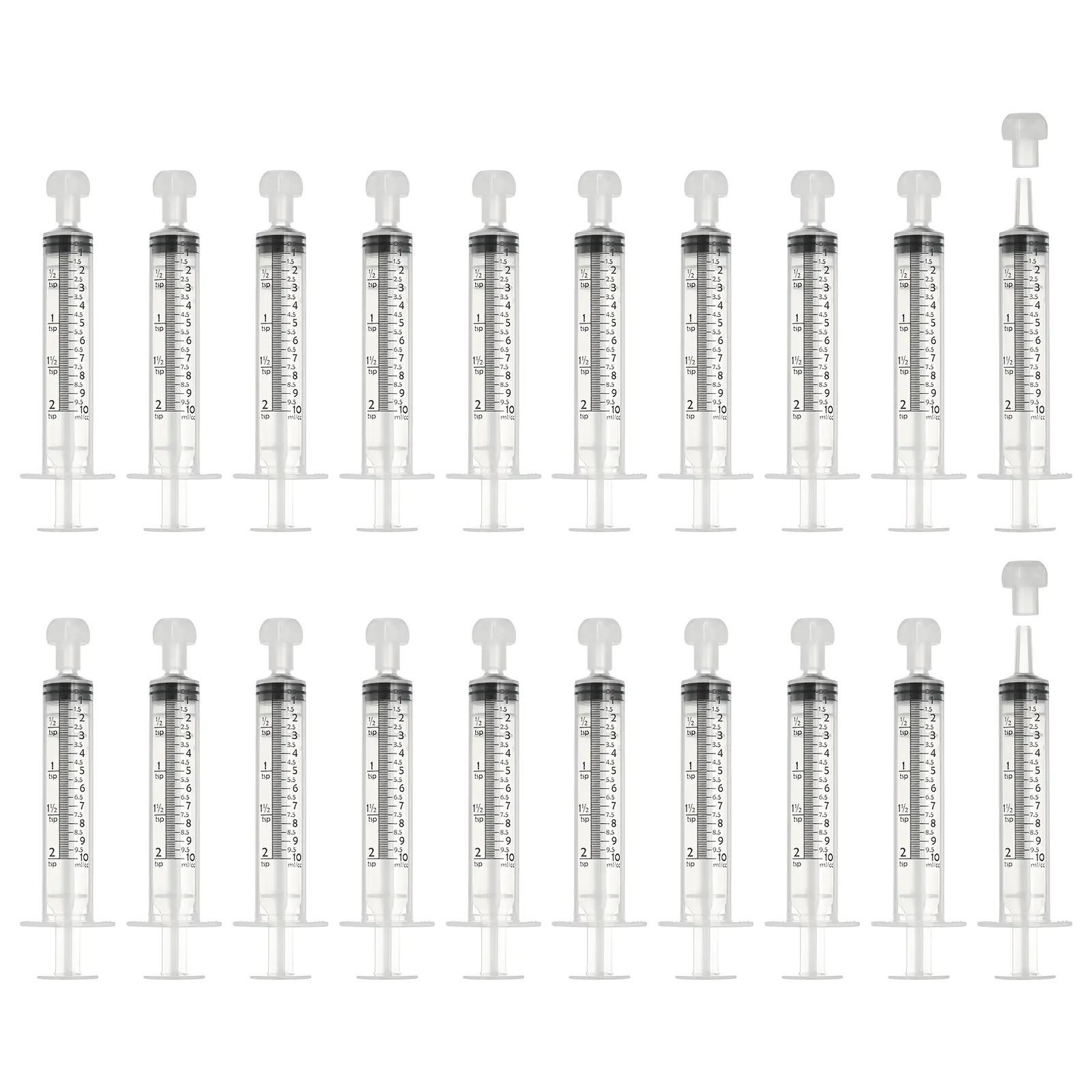 PETAXCELL Feeding Syringes with Cap, Plastic Syringes for Liquid Pet Feeding Measuring Tool No Needle 10ml 20pcs, Intended for Dog / Cat / Rabbits / Small Animal / Scientific Lab