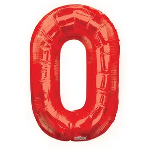 Number 0 Red Foil Balloon 34" in each. 15920-34