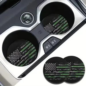 American Flag Print Car Cup Holder Coasters - Anti-Slip Vehicle Coasters for Women Men, Universal Coaster Set of 2 July 4th Independence Day Gifts