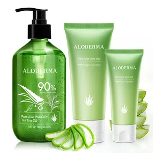 Hydrating Aloe Vera Gels Set - 3 Pieces - 300g Aloe Vera Gel + Tea Tree Oil, 114g Aloe Gel & 45g Aloe Vera Gel