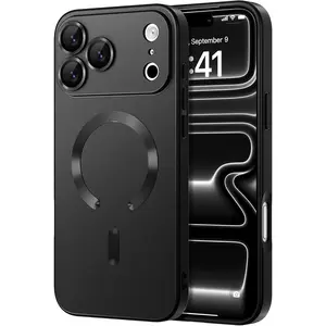 Magnetic for iPhone 17 Pro Case [Compatible with Magsafe] [Full Camera Protection] Cute Slim Shockproof Bumper Soft Silicone Matte Metallic Lustre Phone Case for Women Men Girls, Black