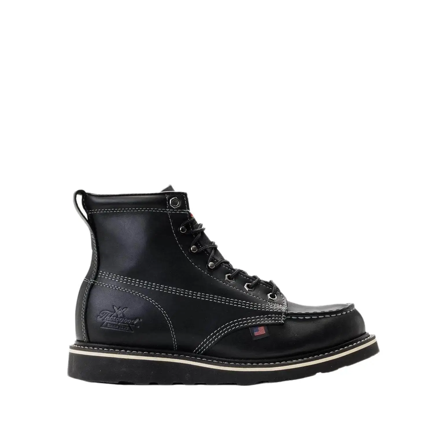 Thorogood American Heritage Men's 6" Moc Toe Work Boots, Midnight Series Leather with Shock Absorbing Footbed and Slip-Proof Grip, Footwear, Closed