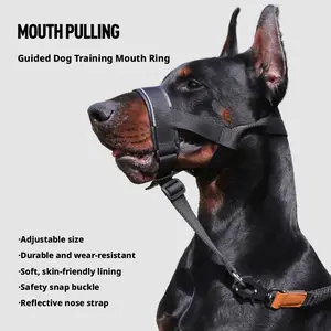 The new dog muzzle is made of adjustable leather material, anti-bite and anti-barking, suitable for medium and large dogs, and comes with a leash for control